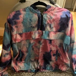 pink blue purple and white hoodie/jacket